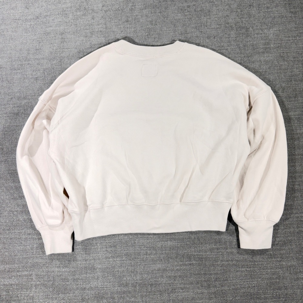 Abercrombie & Fitch Sweatshirt Womens Medium Cream Excellent Paris France Crest - Picture 3 of 8